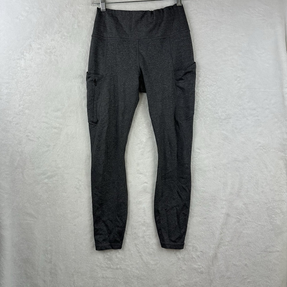 Athleta Womens Leggings S Dark Gray High Rise Drawstring 2 Pockets